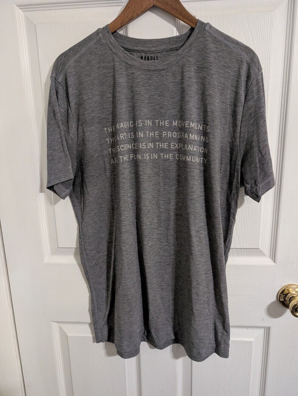 Nobull Crossfit Mens Shirt Gray Top Short Sleeve Active Performance Size Large
